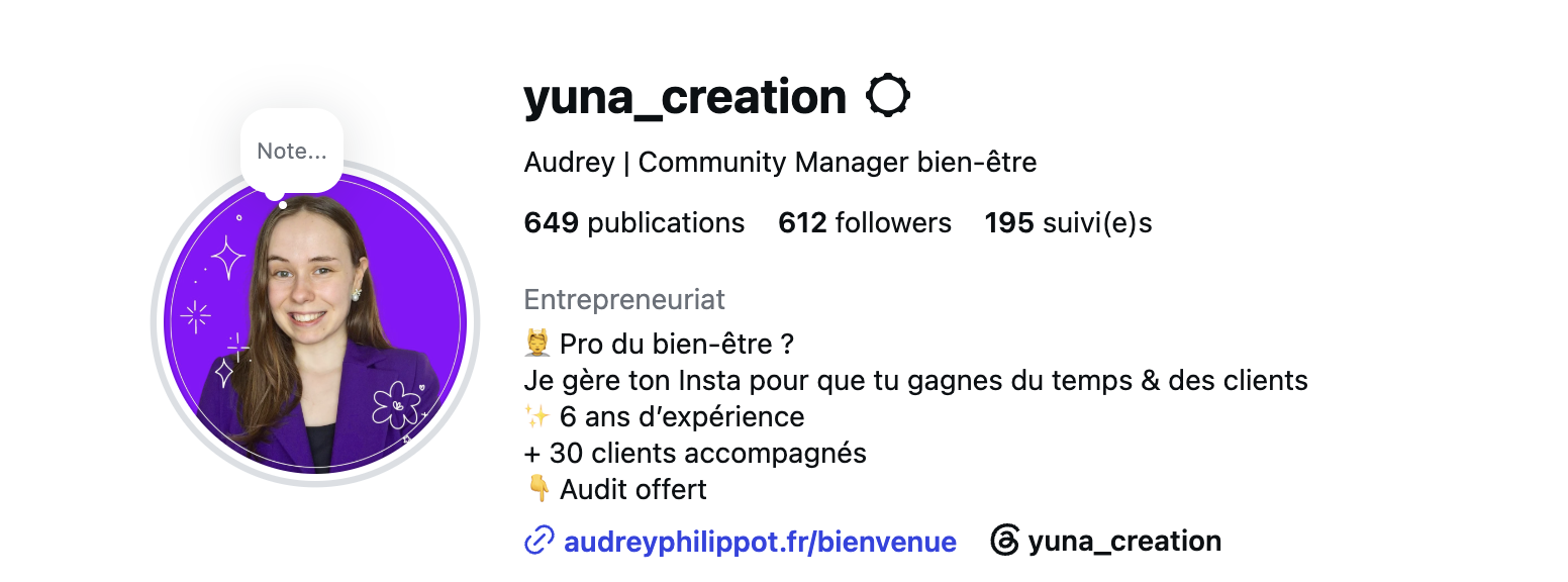 bio instagram audrey philippot