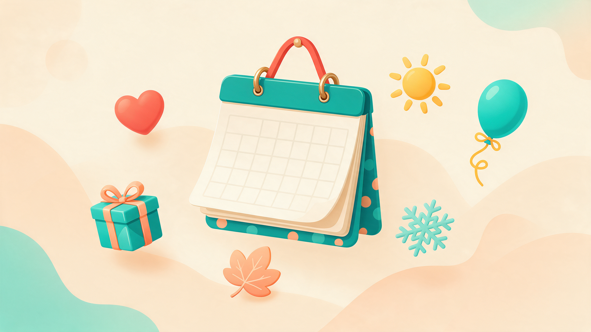 Calendrier des marronniers 2027, illustration avec icônes de dates clés pour planifier son contenu